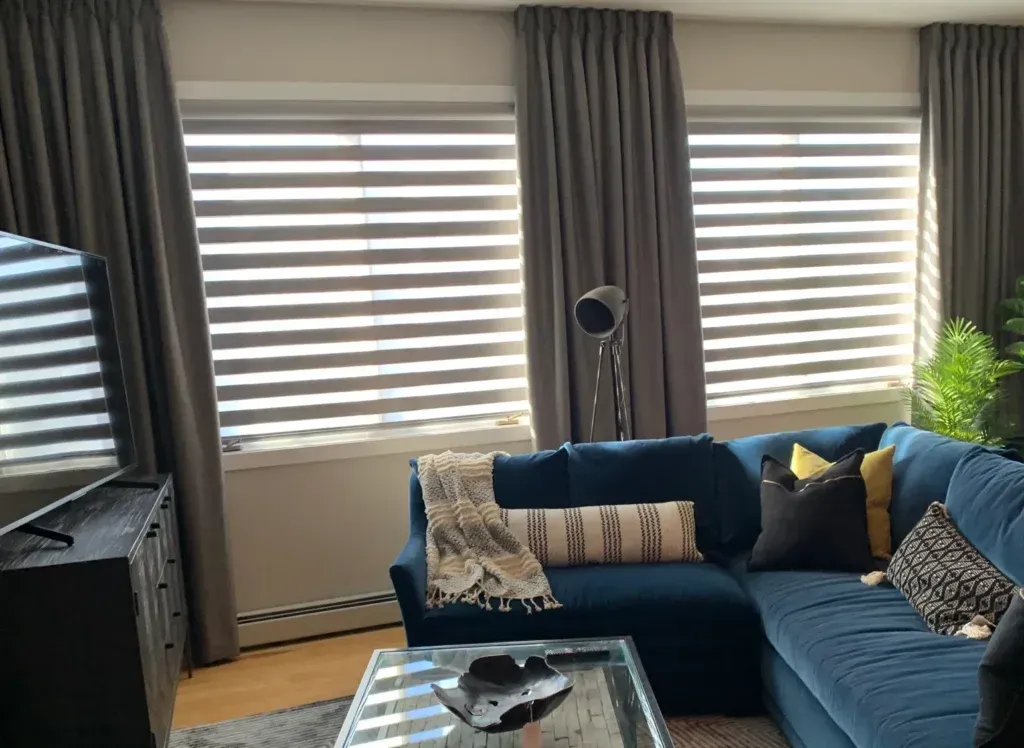 Luxury interior with custom window treatments