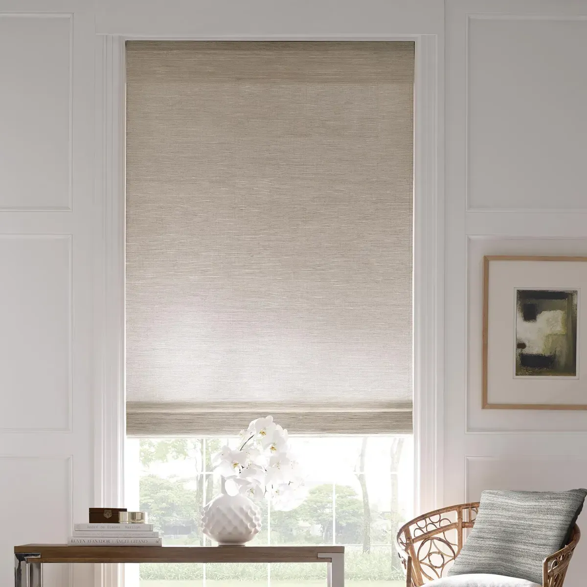 Hartmann & Forbes Woven Wood Shades. Custom window treatments by Blinds Couture in Denver.