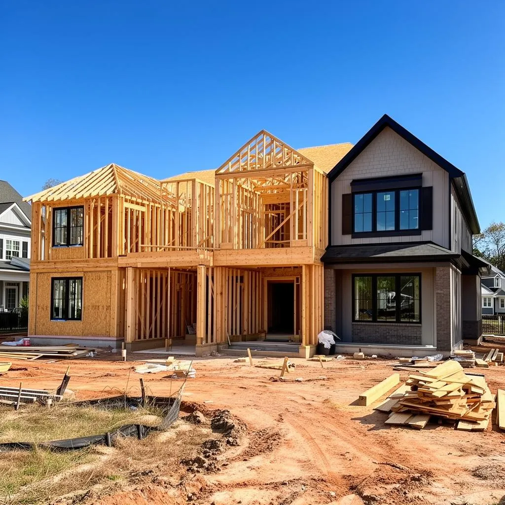 Luxury residential new construction in progress