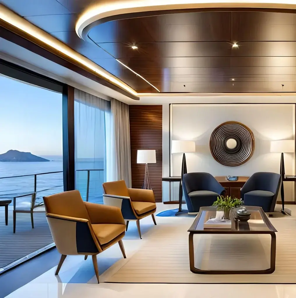 Bespoke drapery aboard a luxury motor yacht